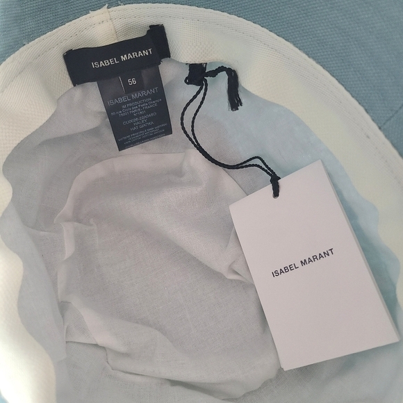 Isabel Marant Haley Embroidered Logo Bucket Hat, Size Medium, Aqua, NWT - Picture 13 of 16